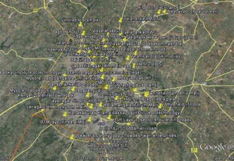 Google Image of Bangalore highlighting geographical location of each... | Download Scientific ...