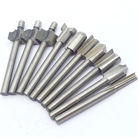 10pcs 1/8" 3mm Shank Mini HSS Router Bits Fits Dremel Foredom Rotary Tool Set Woodworking Knife ...