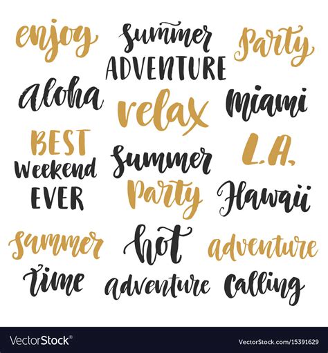 Summer cute hand written brush lettering set Vector Image