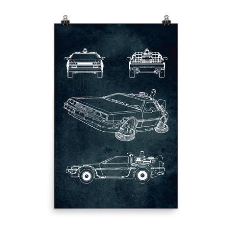 Delorean DMC BTTF / Car Blueprint Poster / Vintage Style Home Decor - Etsy