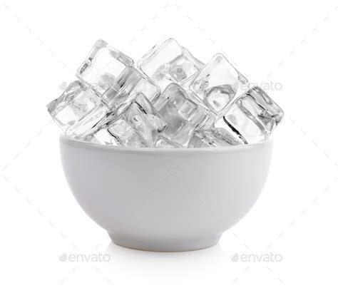 ice cubes in the bowl on white background Stock Photo by sommai | PhotoDune