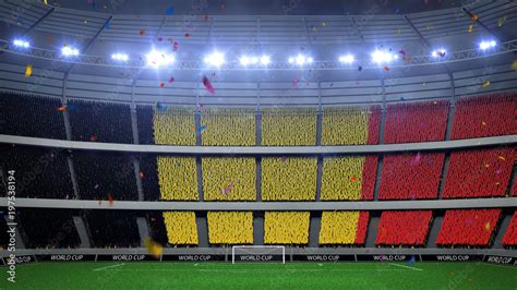 Belgium national football team flags on fans baners at stadium Stock ...