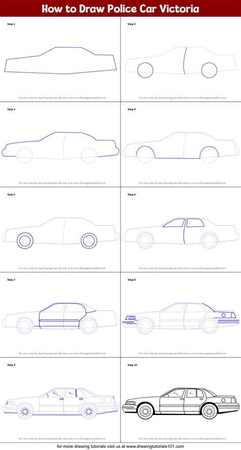 How to Draw Police Car Victoria printable step by step drawing sheet ...