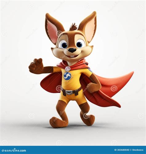 Happy Kangaroo Cartoon Superhero Character in Pixar Style Stock ...