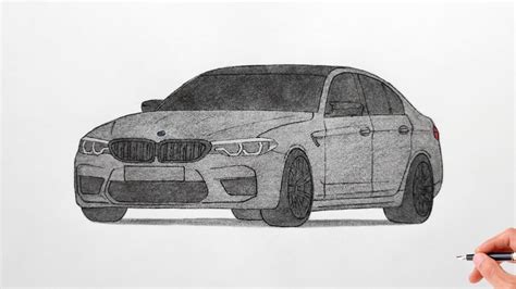 How to draw a BMW M5 F90 2018 / drawing bmw m 5 competition 2019 car - YouTube