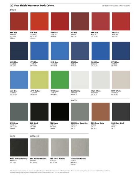 ALPOLIC Materials, Catalogs, ALPOLIC Stock Color Chart | ARCAT