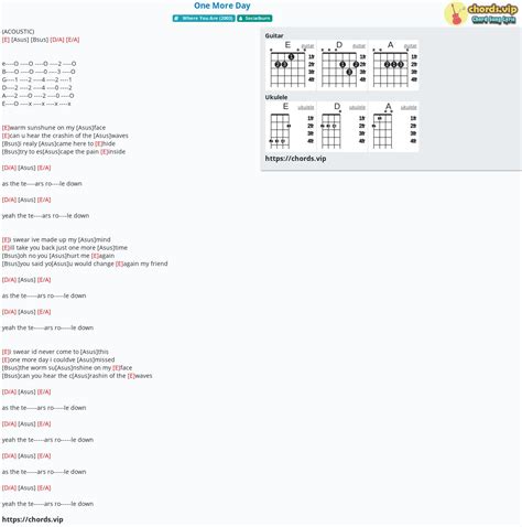 Chord: One More Day - tab, song lyric, sheet, guitar, ukulele | chords.vip