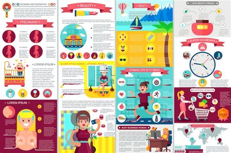 Premium Vector | Female infographic set