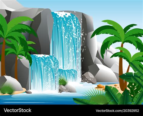 Beautiful waterfall in Royalty Free Vector Image