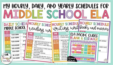 Middle School ELA Schedule | Daily | Weekly | Monthly | Year-Long ...