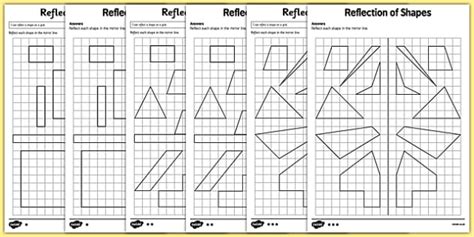 Reflection of Shapes Maths Worksheet Pack (Teacher-Made)