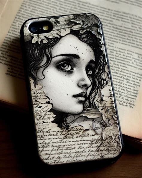 Premium AI Image | A phone case with a picture of a girl with a wreath ...