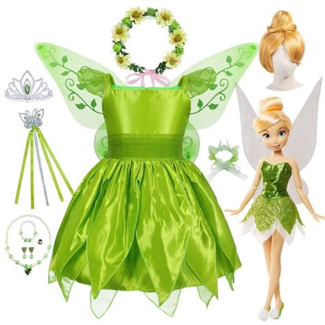 Girls Tinker Bell Costume Halloween Costume for Kids Green Tinkerbell ...