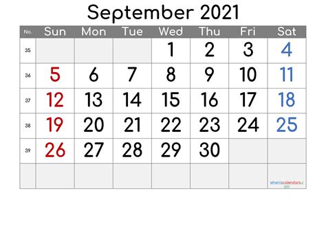 Print Free September 2021 Calendar Without Downloading