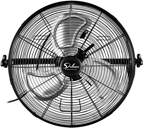 Simple Deluxe 18 inch Industrial Wall Mount Fan, 3 Speed Commercial Ventilation Metal Fan for ...