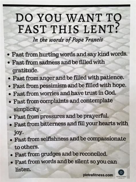 Lent Pope Francis Fasting – St Edmund's Parish