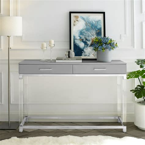 Inspired Home Alena Console Table 2 Drawers High Gloss Acrylic Legs ...