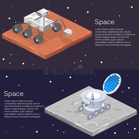 Isometric Lunar Rover on the Surface of the Moon Stock Illustration ...