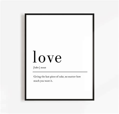 Love Wall Art Definition Poster Love Printable Quote Love | Etsy