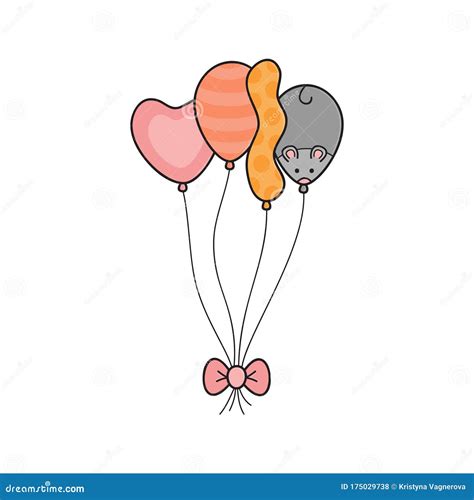 Cute Birthday Balloons Vector Illustration Drawing Stock Vector ...