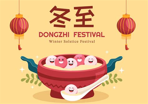 Dongzhi or Winter Solstice Festival Template Hand Drawn Cartoon Flat Illustration with Family ...