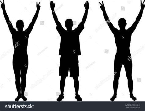 Hands Up Silhouettes Stock Vector Illustration 143836849 : Shutterstock