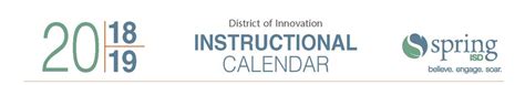 Milton Cooper Elementary - School District Instructional Calendar - Spring Isd - 2018-2019