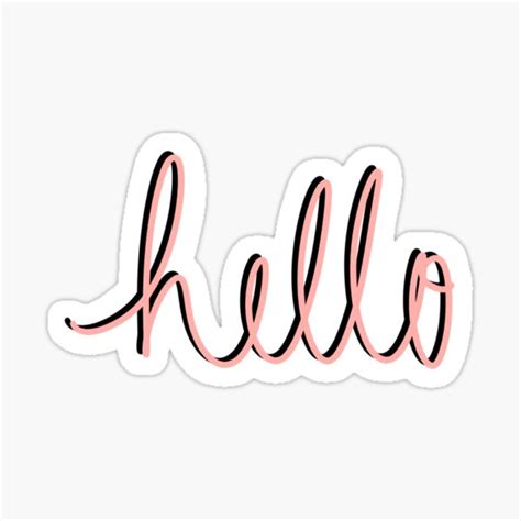 Hello” cursive writing" Sticker for Sale by designsbymoira | Redbubble