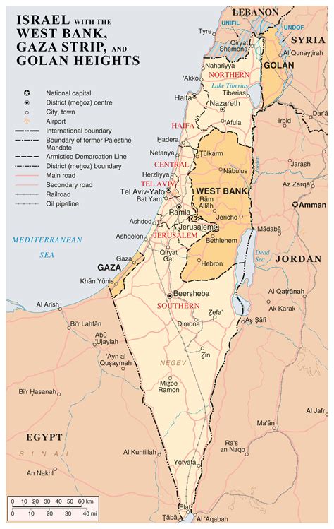 Grande detallado mapa de Israel con Cisjordania, la Franja de Gaza y ...