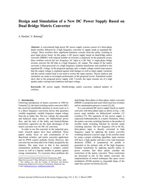 Design and Simulation of a New DC Power Supply Based on Dual