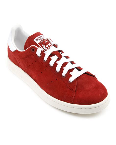 Adidas Stan Smith Red Suede Sneakers in Red for Men | Lyst