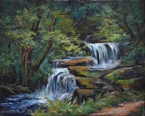 Deep Forest Waterfalls | Waterfall art, Waterfall paintings, Forest waterfall