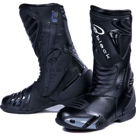 Black Zero Waterproof Sport Racing Motorcycle Motorbike Track Boots All Sizes | eBay