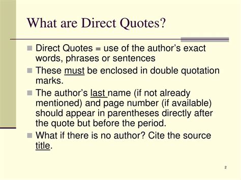 PPT - Direct Quotes and Paraphrasing PowerPoint Presentation, free ...