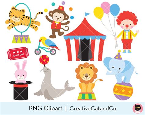 Circus Clipart Clip Art Circus Animal Clipart Clown Clipart - Etsy Finland