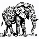 Tribal Design & Abstract Elephant Coloring Pages  Free Printable sketch template