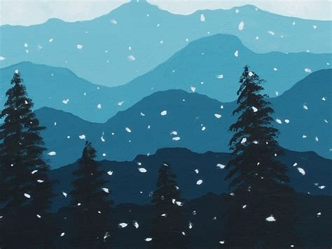 Winter art lesson: Aerial Perspective acrylic painting- Mountains in snow Winter Art Lesson ...