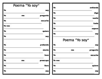 Poema "Yo soy" by Zuzana Boyrie | Teachers Pay Teachers