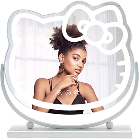 Impressions Vanity Hello Kitty Kawaii Desk LED Makeup Mirror, Lighted Cosmetic Mirrors (White ...