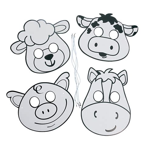 Color Your Own Farm Animal Masks - Craft Kits - 12 Pieces - Walmart.com - Walmart.com