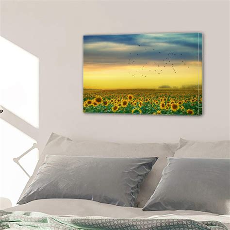 Sunset Sunrise Sunflower Field Birds 1, 2, 3, 4 & 5 Piece Multi Panel – Buy Canvas Wall Art ...