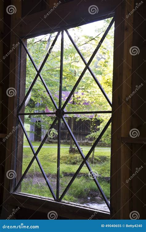 Old Wooden Covered Bridge with Walkway. Stock Image - Image of panes ...