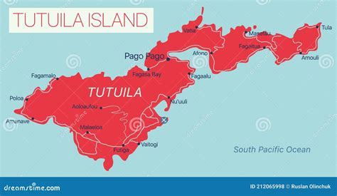 Tutuila Islands Detailed Editable Map Stock Vector - Illustration of ...