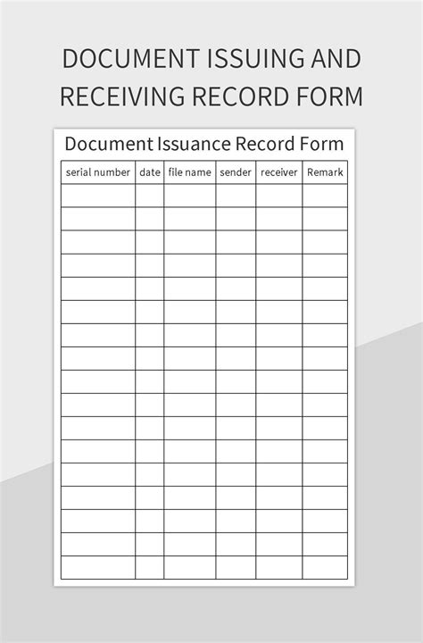 Document Issuing And Receiving Record Form Excel Template And Google ...