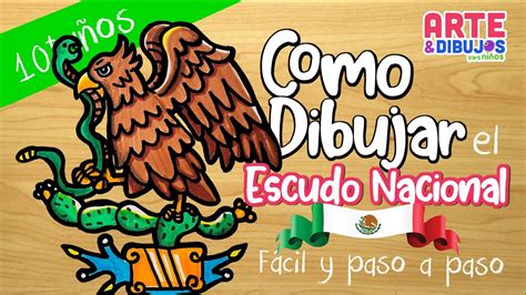 Como dibujar el ESCUDO NACIONAL MEXICANO FÁCIL para niños