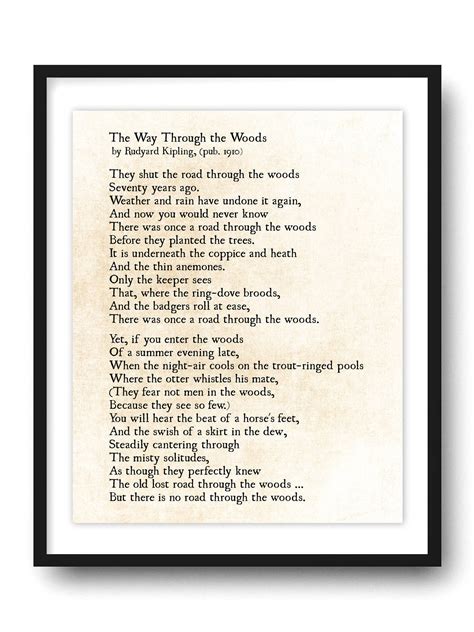 Rudyard Kipling Poem the Way Through the Woods Literature - Etsy