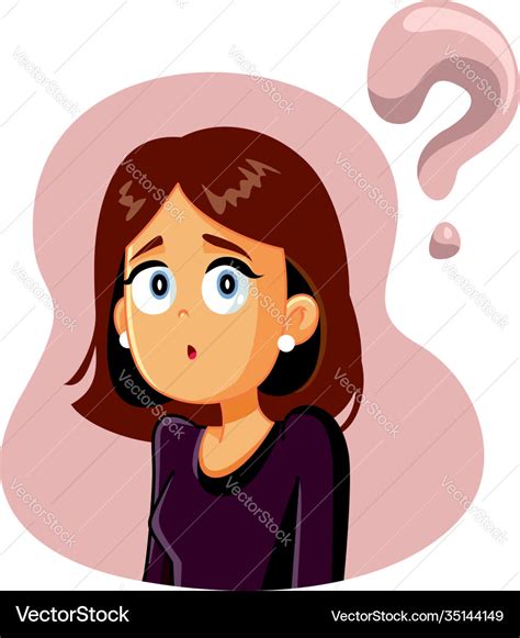 Confused woman having many questions cartoon Vector Image