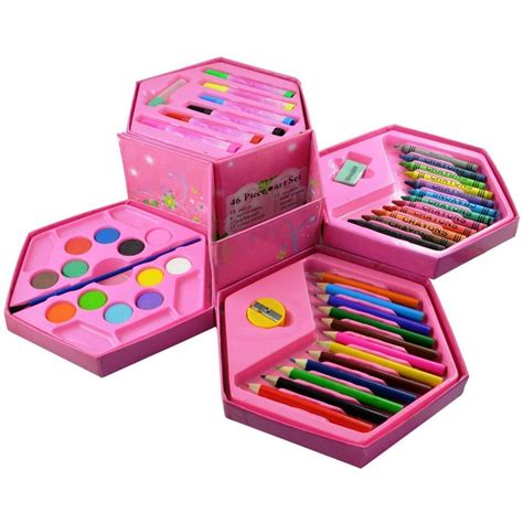 Multicolor Art Box Coloring Box Set Art Set Colour Kit 46 Pcs Crayons ...