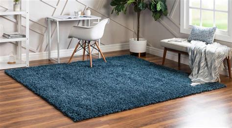 Marine Blue 10' x 10' Zermatt Shag Square Rug | Rugs.com