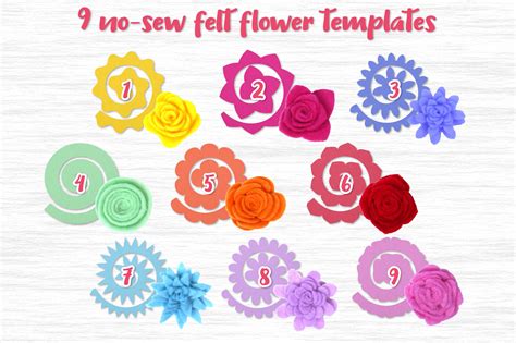 Felt Flowers Svg, Rolled Flower Svg, No Sew Felt Flower Set, 3d Flower ...